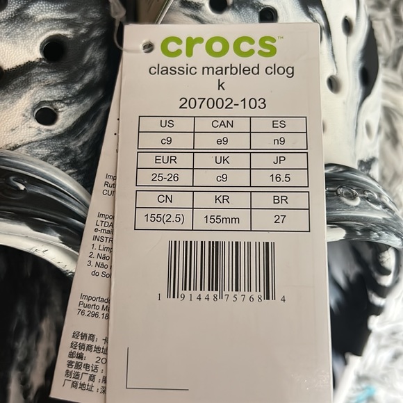 Unisex Kids CROCS Black/White Marbled Size C9 - Picture 4 of 4